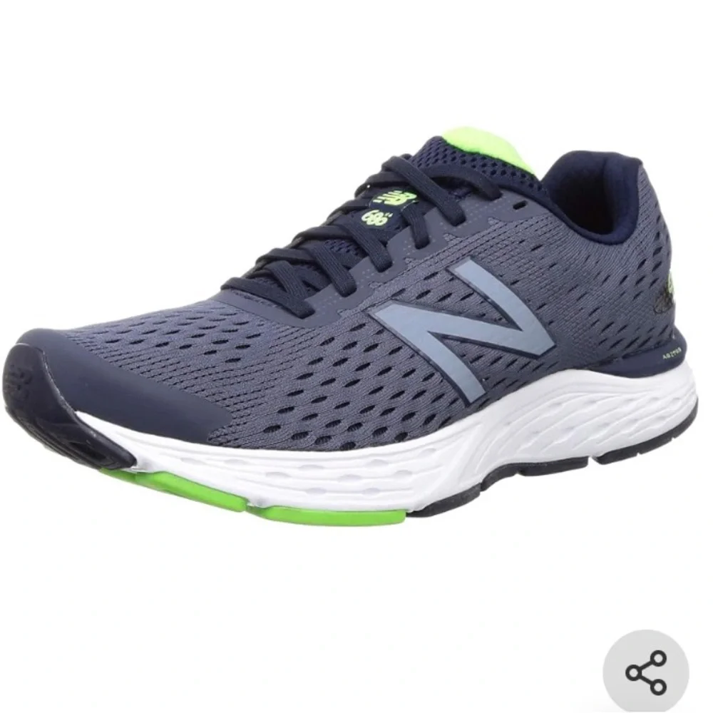 Men’s New Balance 680 v6 running shoes in Gray, Navy, and Lime Green 10.5 4E XW